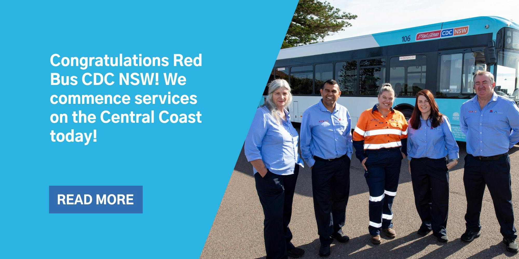 Redbus Homepage Banner News Congratulations Red Bus CDC NSW! We Commence Services On The Central Coast Today!